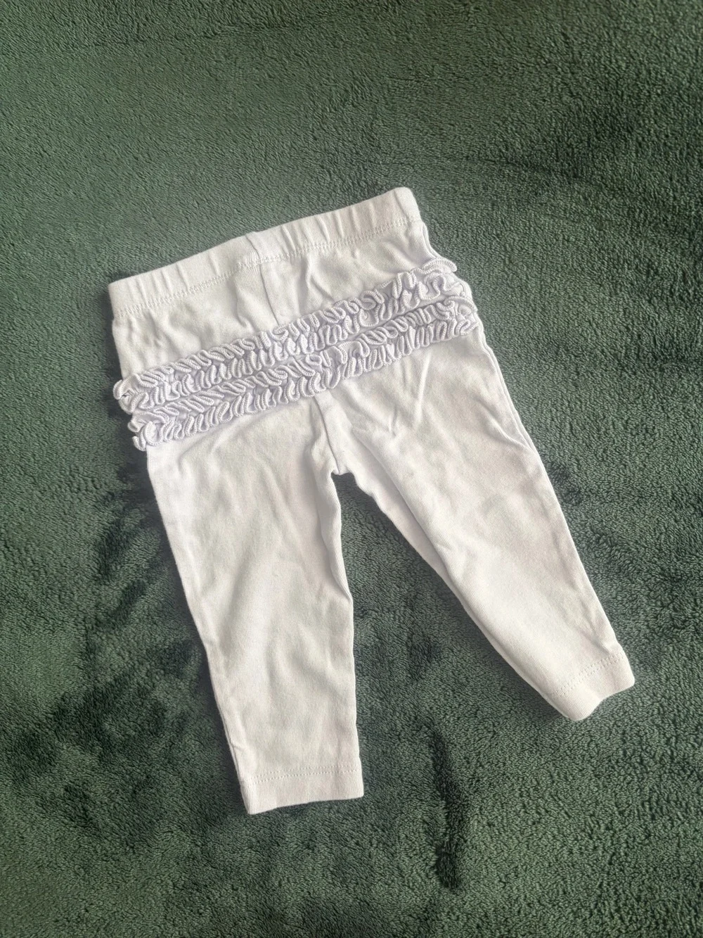 Carter's White Ruffle-Side Baby Leggings